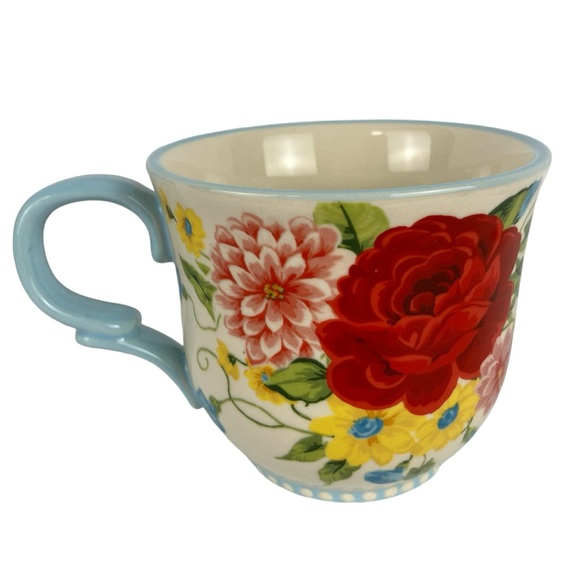 Pioneer Woman Sweet Rose Bundle: Ceramic Mini Crock Utensil Holder & 14.5 Oz Mug - Picture 6 of 9